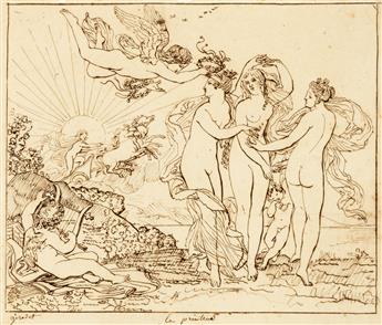 ANNE LOUIS GIRODET-TRIOSON (Montargis 1767-1824 Paris) Group of 7 pen and ink drawings for the Odes of Anacreon.